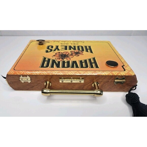 Havana Honeys Del Sol Vintage Wood Cigar Box Purse Orsons Place New W/strap - Picture 5 of 10